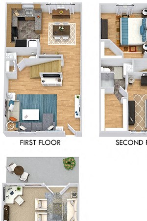 Burberry 3D. 2 bedroom townhome with den. Kitchen with bartop open to living/dinning rooms. 2 full bathrooms + powder room. Patio/balcony.